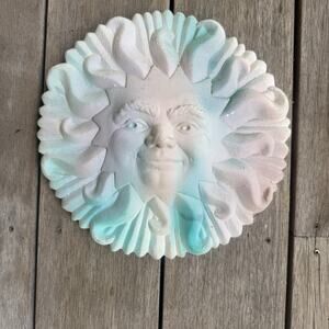 Sun plaque concrete plaster casting Vintage Celestial Whimsygoth Gallery Wall